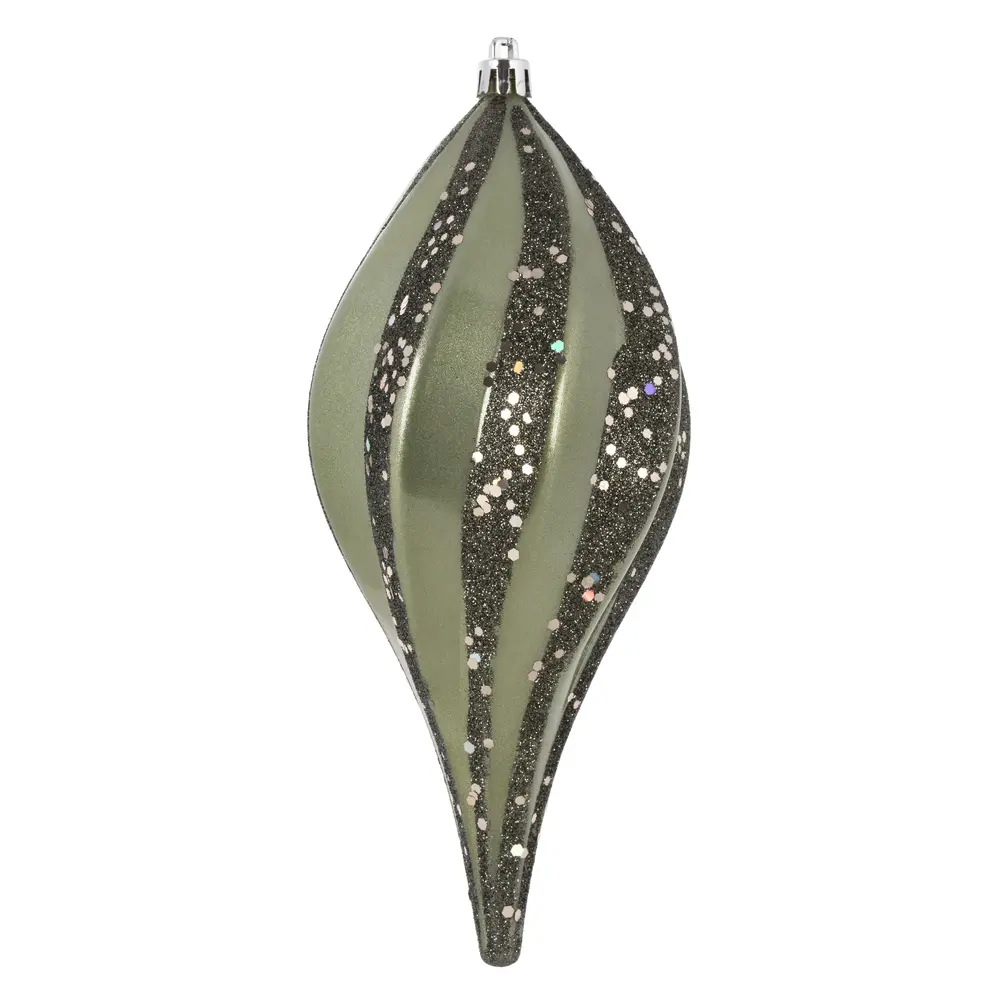 212 MAIN 8 in. Plastic Glitter Swirl Drop Christmas Decoration Candy Ornament with Wrought Iron Accent