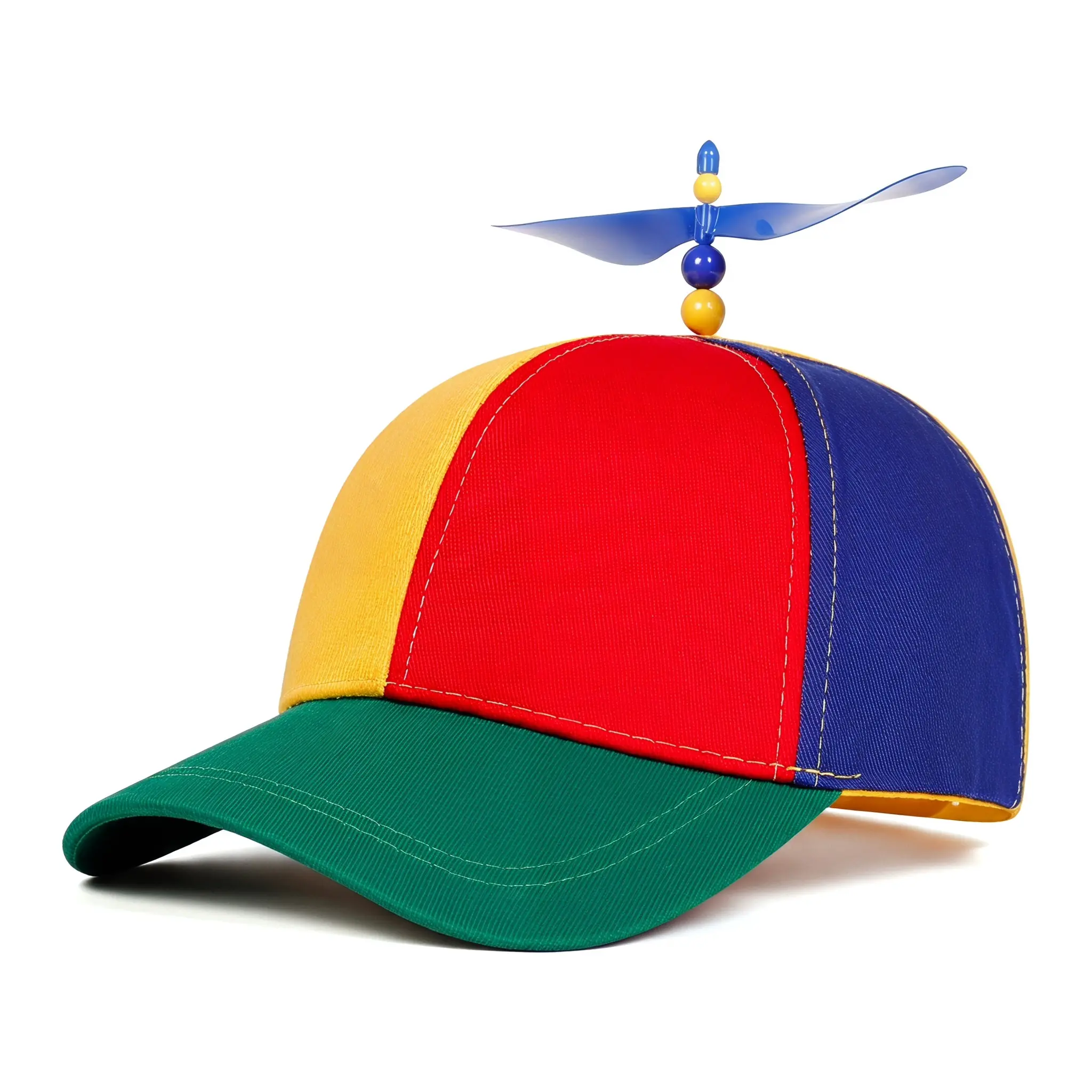 Novelty Funny Propeller Baseball Cap - Durable Rainbow Color Block Cotton Hat with Spinning Top, Adjustable Family Matching Dress Up Accessory, Holiday Funny Gifts Accessories Dress Up Hat for Kids & Adults, Outdoor Parties
