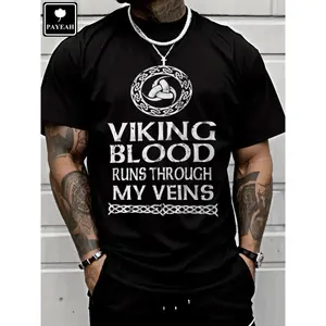 180gPAYEAH Viking Blood Runs Through Me Viking Valhalla Odin Symbol T-Shirt (Single Piece)100% Cotton 220g Heavy Cotton T Shirt