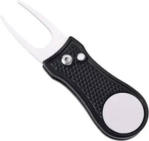 Golf Divot Tool with Magnetic Ball Marker – Foldable Stainless Steel Design – Golf Accessories for Men and Women – Golf Gift for Mom or Dad