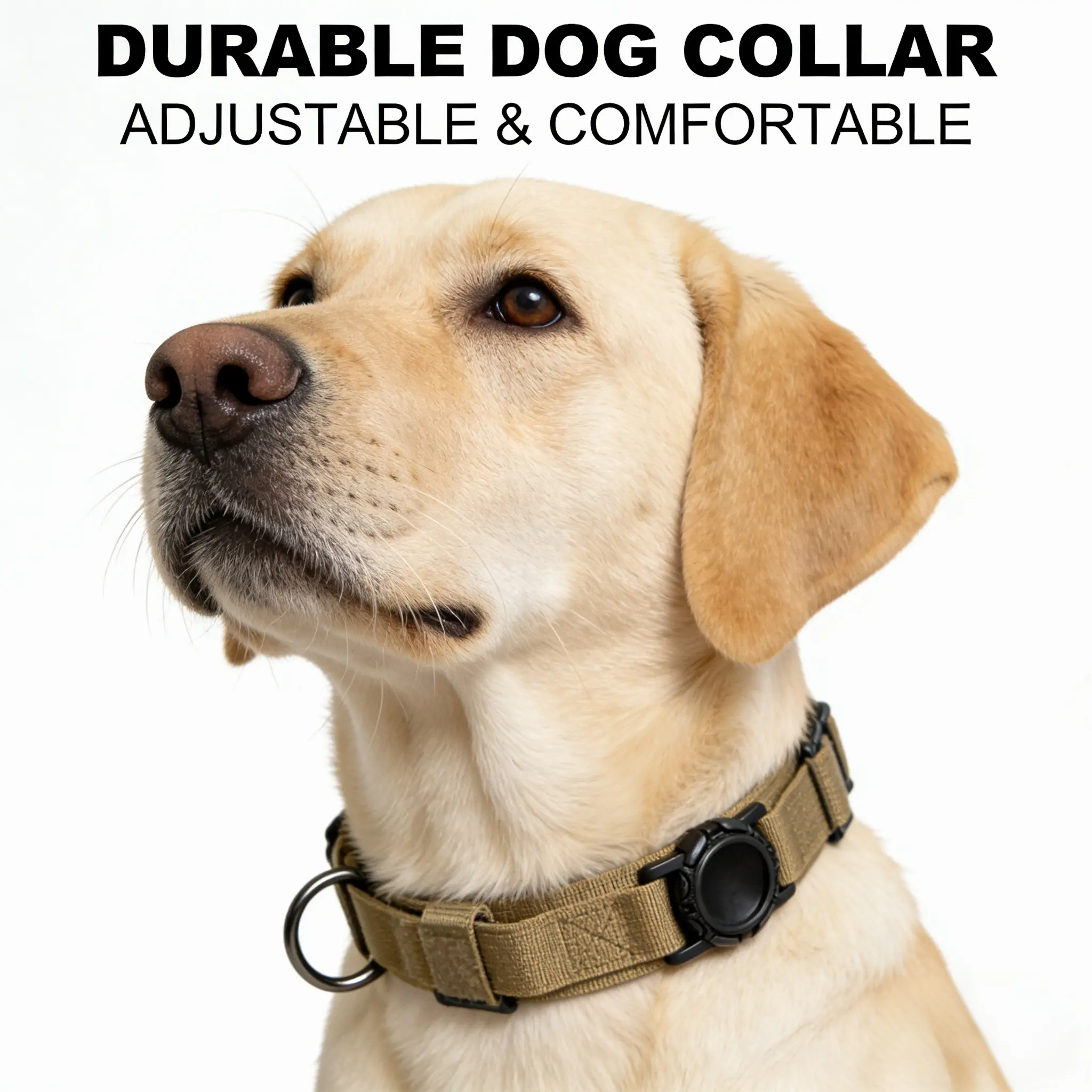 2026 Upgraded Waterproof Reinforced Nylon Dog Collar - Military Tactical, AirTag Compatible, Adjustable Collars, Wireless Tracker Ready, Comfortable, Durable, Breathable, with Control Handle, Metal Buckle, GPS Bracket, for Medium to Large Dogs