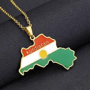Kurdistan map pendant necklace Creative map necklace vintage jewelry unisex stainless steel pendant with accessories no fading souvenir