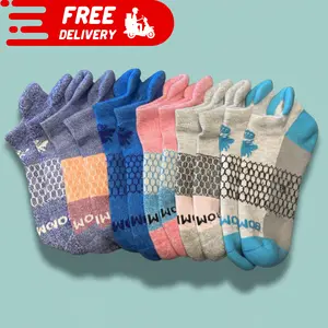 PACK 2,3,5 BB Ankle Socks for Women & Men Honeycomb Comfort Seamless Toe Breathable Cotton Compression Fit Color Block Unisex Running Socks Size S M L Wisteria Grey