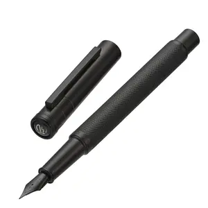 Matte Black Forest Fountain Pen Extra Fine Nib Classic Design with Converter and Metal Pen Box Set