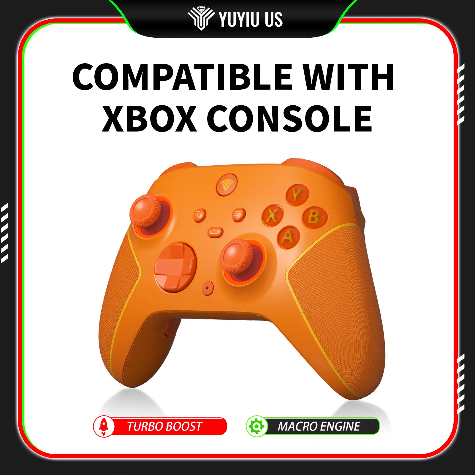 YUYIU Wireless Joystick Controllers for Xbox 1 Series X/S, PC, Steam - Dual-Mode Triggers, Hall Effect Joystick, 3.5mm Audio Jack, 6-Axis Gyro, RGB, 1000Hz Polling Rate, Turbo Function - Back to School Haul