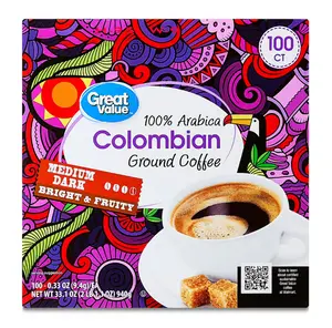 Great Value 100% Arabica Colombian Medium Dark Roast Ground Coffee Pods, 33.1 oz, 100 Count