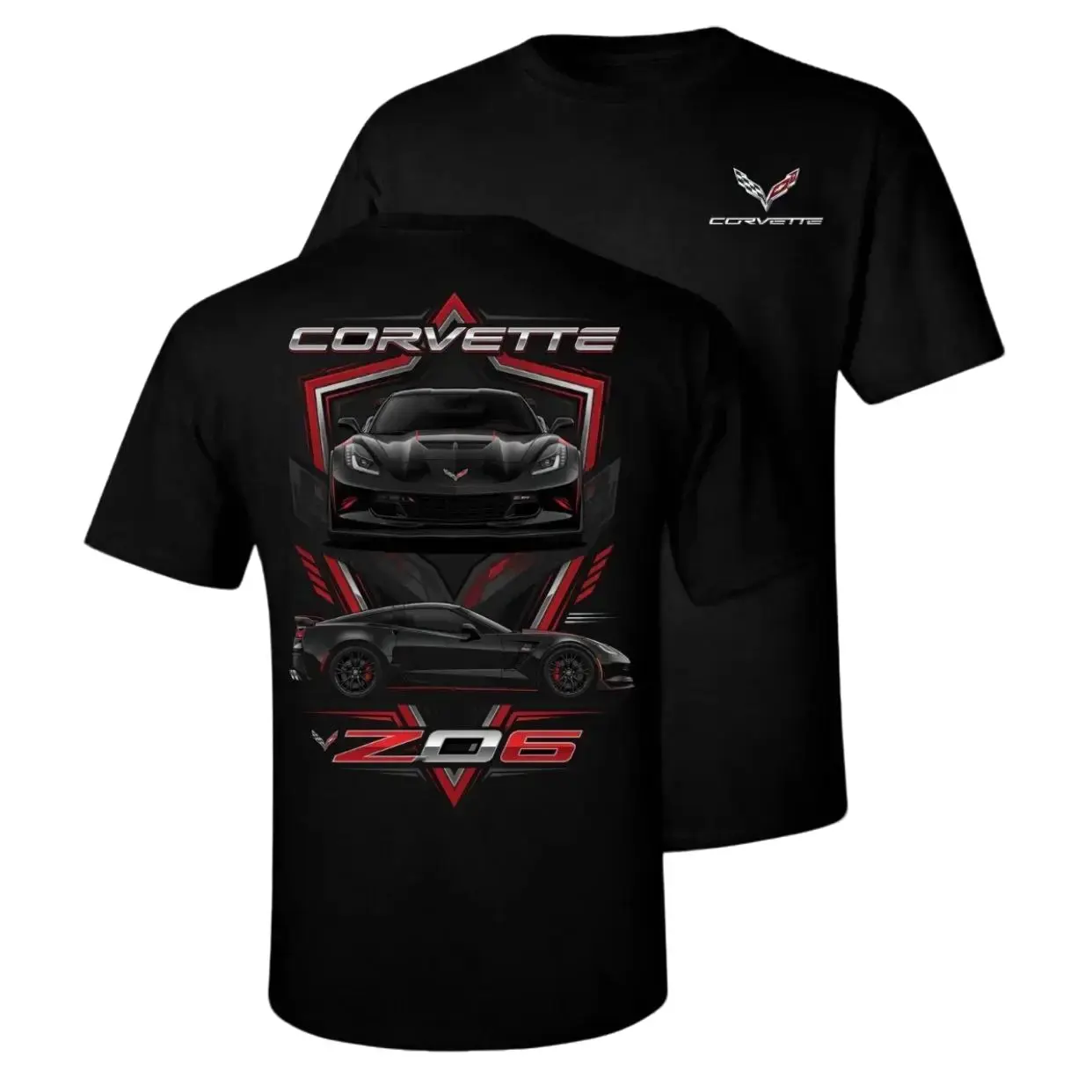 Corvette Black Sports Car Racing T-shirt, Motorsport Graphic Tee, Street Racing Shirt, Car Enthusiast Graphic Tee