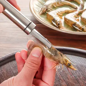 Stainless Steel Shrimp Peeler Tool |     Ergonomic Handle Seafood Shell Remover, Shrimp Cleaning Knife, Kitchen Meat Deboning Utensil