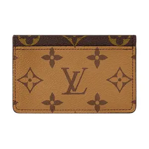 Louis Vuitton Classic Monogram Coated Canvas Card Holder for Women, Vintage Minimalist Style, Brown