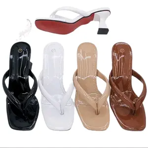 Women's Patent Leather Flip Flops - Comfortable & Stylish Sandals in Black White Beige & Brown - Perfect for Summer