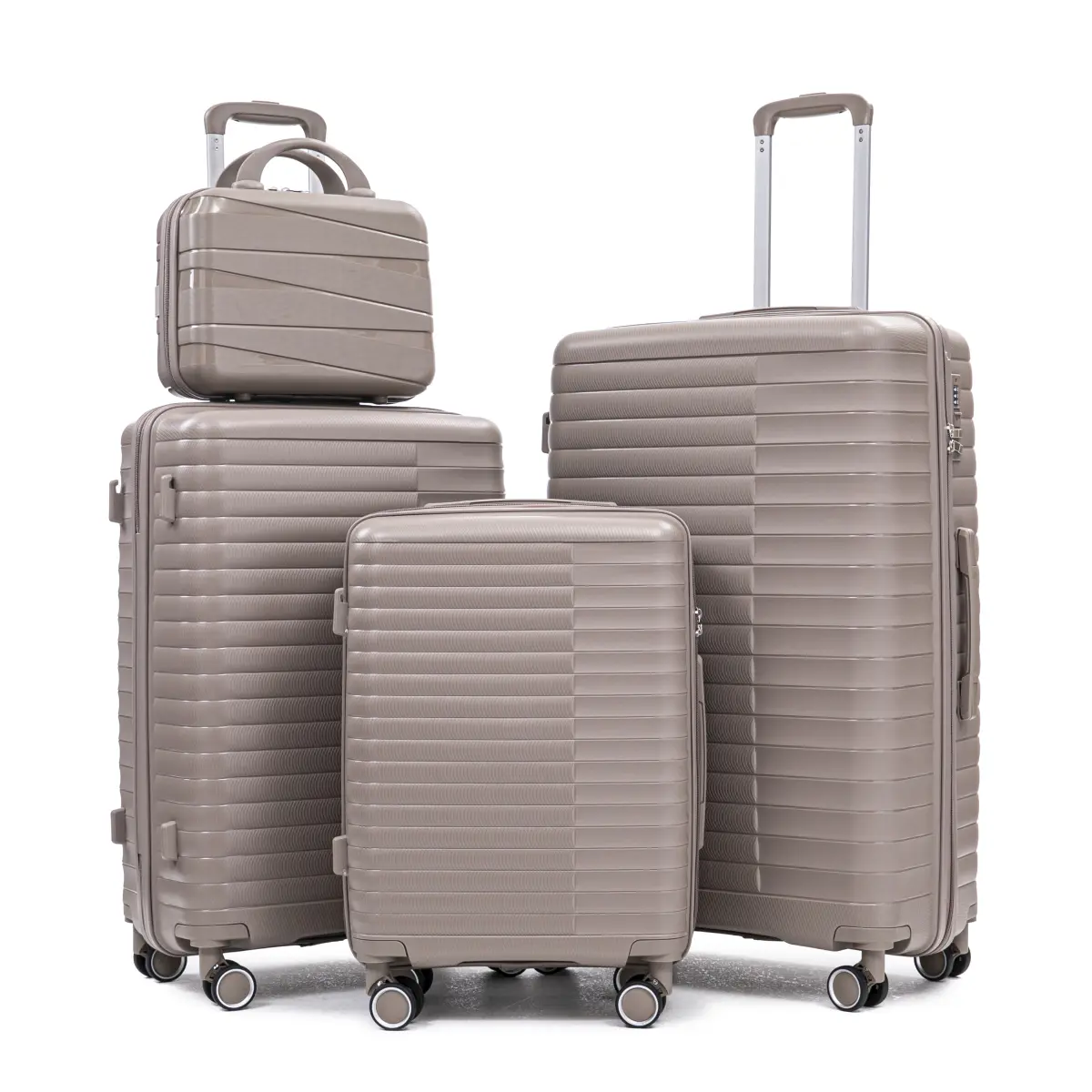 Luggage Sets 4 Piece Hardside Expandable Suitcases with Wheels TSA Lock, Lightweight Travel Carry On Suitcase Set with Cosmetic Cases, 14"/20"/24"/28" (Champagne)
