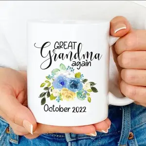 Personalized [SEND CUSTOM VIA MESSENGER] Great Grandma Again Mug Great Grandma Mug, Promoted To Great Grandma Again Mug Ceramic Coffee 11 15 Oz Mug Birthday Gift New Year Day Mug Mothers Day Mug