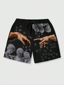 Men's Regular Fit Creative Print Lounge Shorts, Pajama Shorts, Casual Comfy Breathable Shorts for Daily Wear, Men's Sleepwear & Loungewear for All Seasons