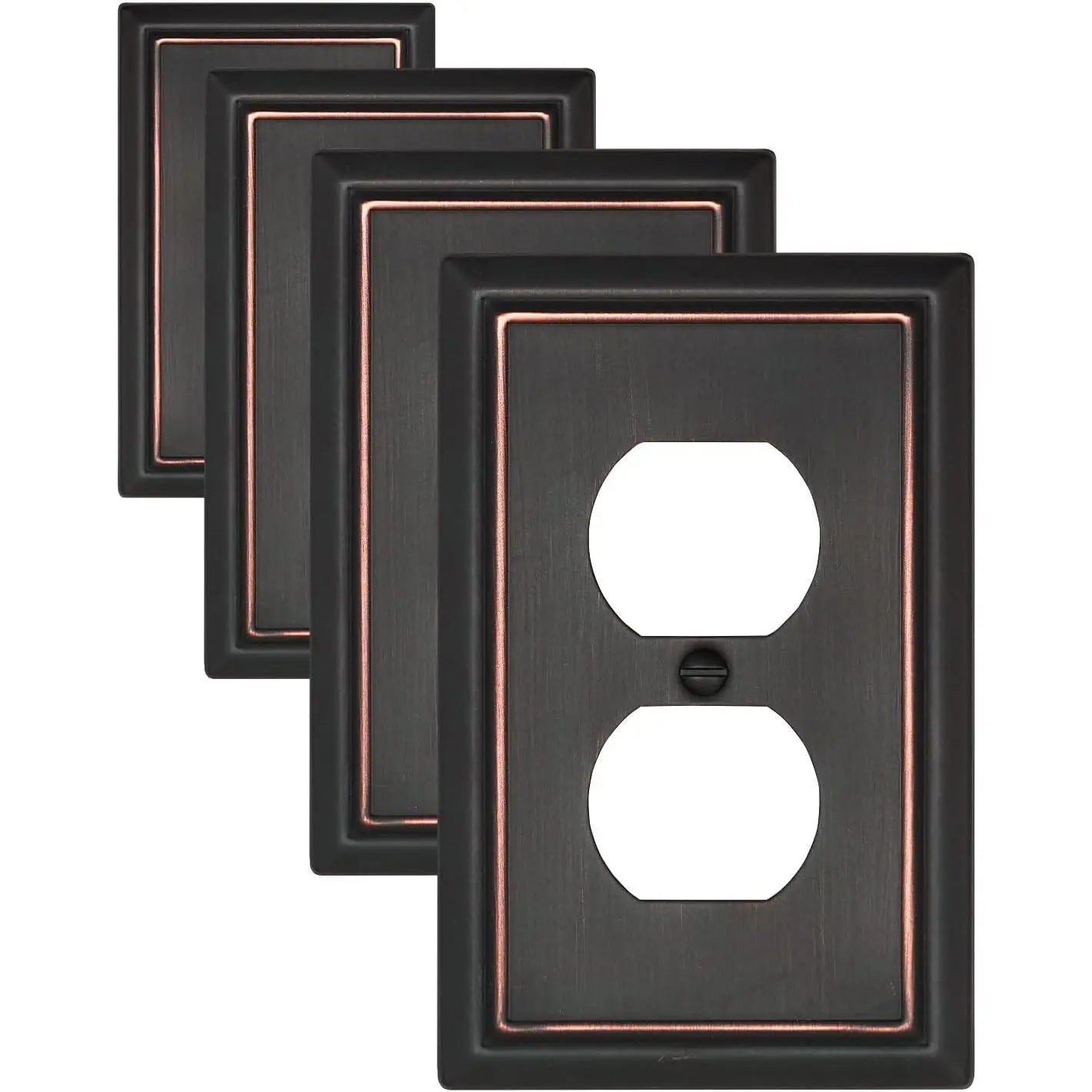 4-Pack Duplex Outlet Covers, Decorative Aged Bronze Wall Plates, Durable Metal Wall Outlet Covers, 3.15''*4.88'', Midsize