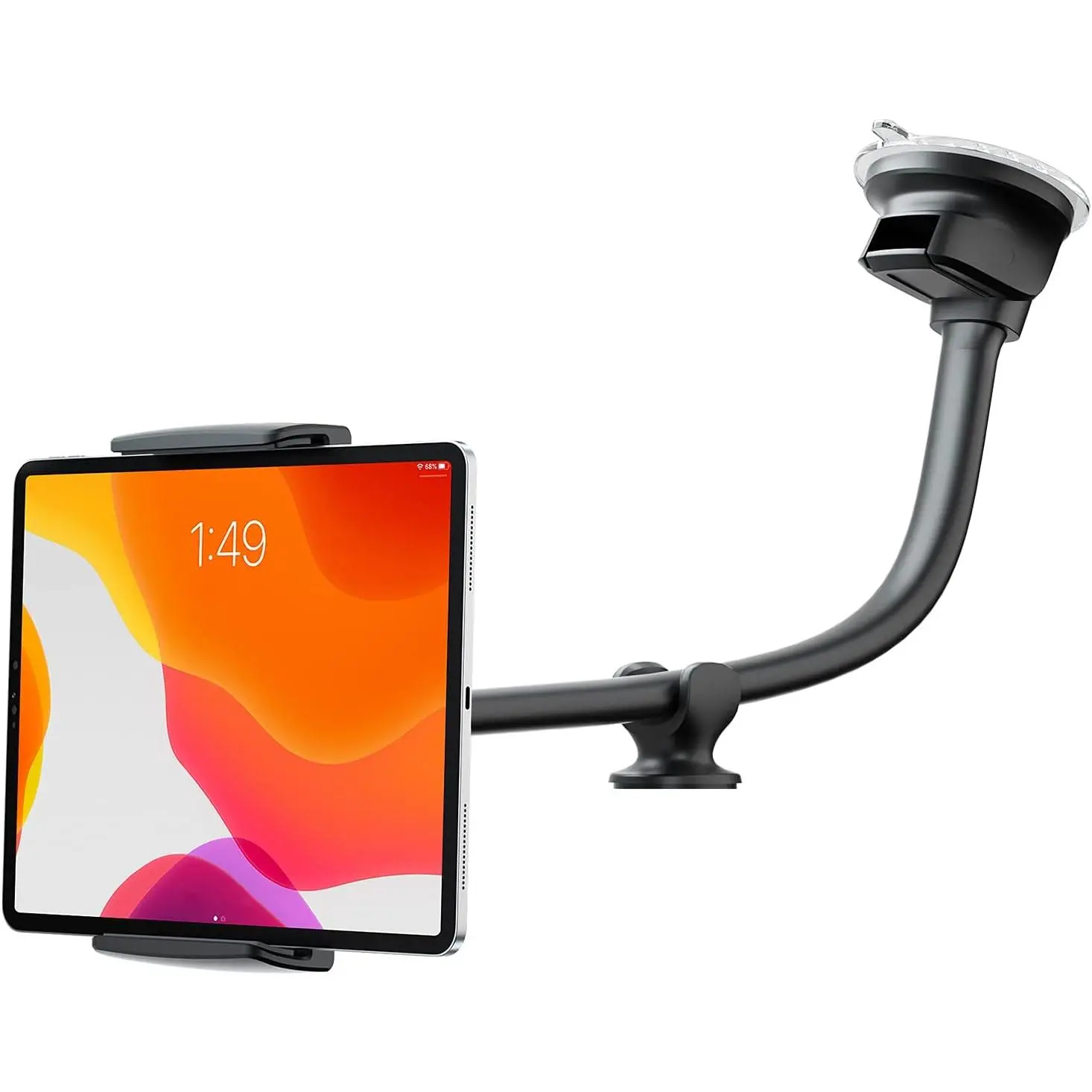 Car Tablet Mount - Windshield Dashboard Suction Cup Long Gooseneck Holder for SUV - Compatible with 7-12.4 in Tablet, iPad, Tab & More (Car Phone Mount Compatible)