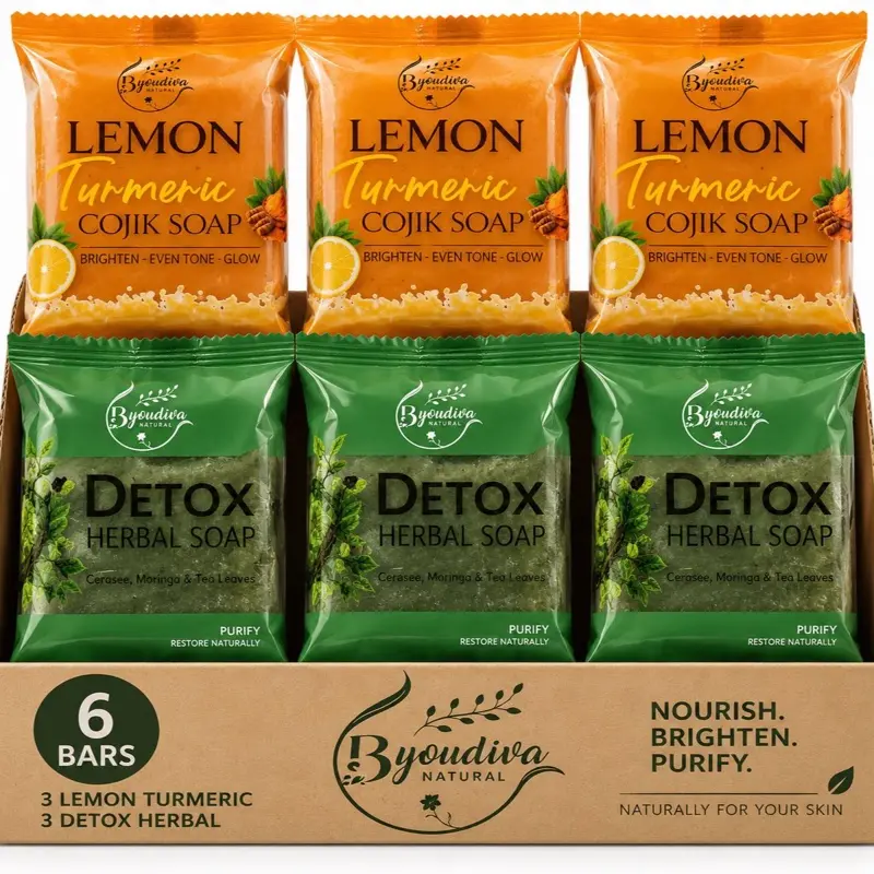 6 Lemon Turmeric Kojic Soap with Essential Oils -detox soap Fragrance Body Care