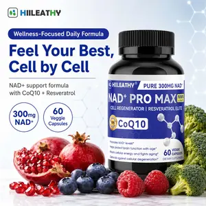 HIILEATHY NAD+ PRO MAX | 300mg Daily Care Nutrient Blend with NAD+, CoQ10 & Resveratrol | USA Official Crafted