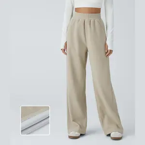 Halara High Waisted Side Pocket Straight Leg Mop Corduroy Casual Pants