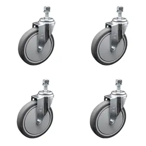 Service Caster SCC-TS20S614-TPRB-M1215-4 Thermoplastic Rubber Swivel Threaded Stem Caster with 6 x 1.25 in. Gray Wheels & 12 mm Stems - 1200 lbs Total Capacity - Set of 4
