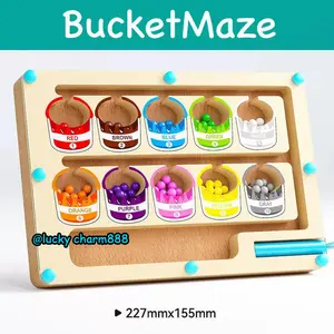 Wooden Handmade Magnetic Color & Number Maze Puzzle, Montessori Fine Motor Skills Toy for 3+ Year Olds, Magnet Board Counting & Color Sorting Toddler Activity, Educational Gift for Boys & Girls, Wooden Handmade Puzzle