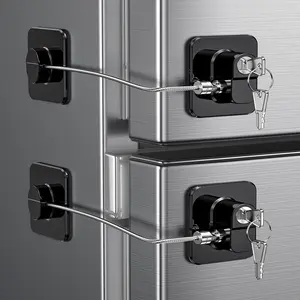 2 Pack Refrigerator Door Lock, Child Proof Fridge Door Lock for Kitchen Freezer, Cabinets and Drawers, Air Oven Air Fryer, Closets, Windows, Doors-No Tools Need or Drill (Patent) (2 pcs Black Lock)