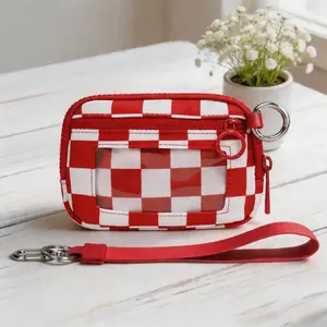 Colorful plaid wrist bag, detachable wristband, stylish and versatile casual ins style Y2K wallet, multifunctional card bag, mini portable change storage bag