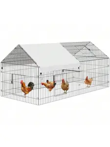 Gaomon Extra-Large Metal Chicken Coop Enclosure with Anti-UV Cover, Metal Frame, Predator-Proof, Rust-Resistant, Snap-Together Outdoor Playpen for Backyard Farm Rabbits