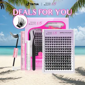 VEYESBEAUTY VB-Siren Cluster Lashes Individual Lash Extensions Layered Wispy Faux Mink Lash Newbie's Five-Second DIY Mixed Length for Self Application Makeup at Home Cosmetic Eyelashes Extensions