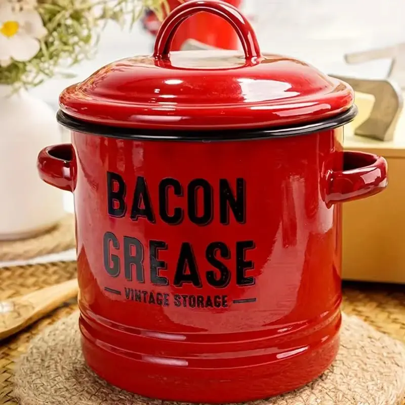 46oz Extra-Thick Bacon Grease Container with Fine Mesh Strainer - Food Grade Silicone Spatula, Dishwasher Safe Fat Keeper for Cooks, Steel Food Colander