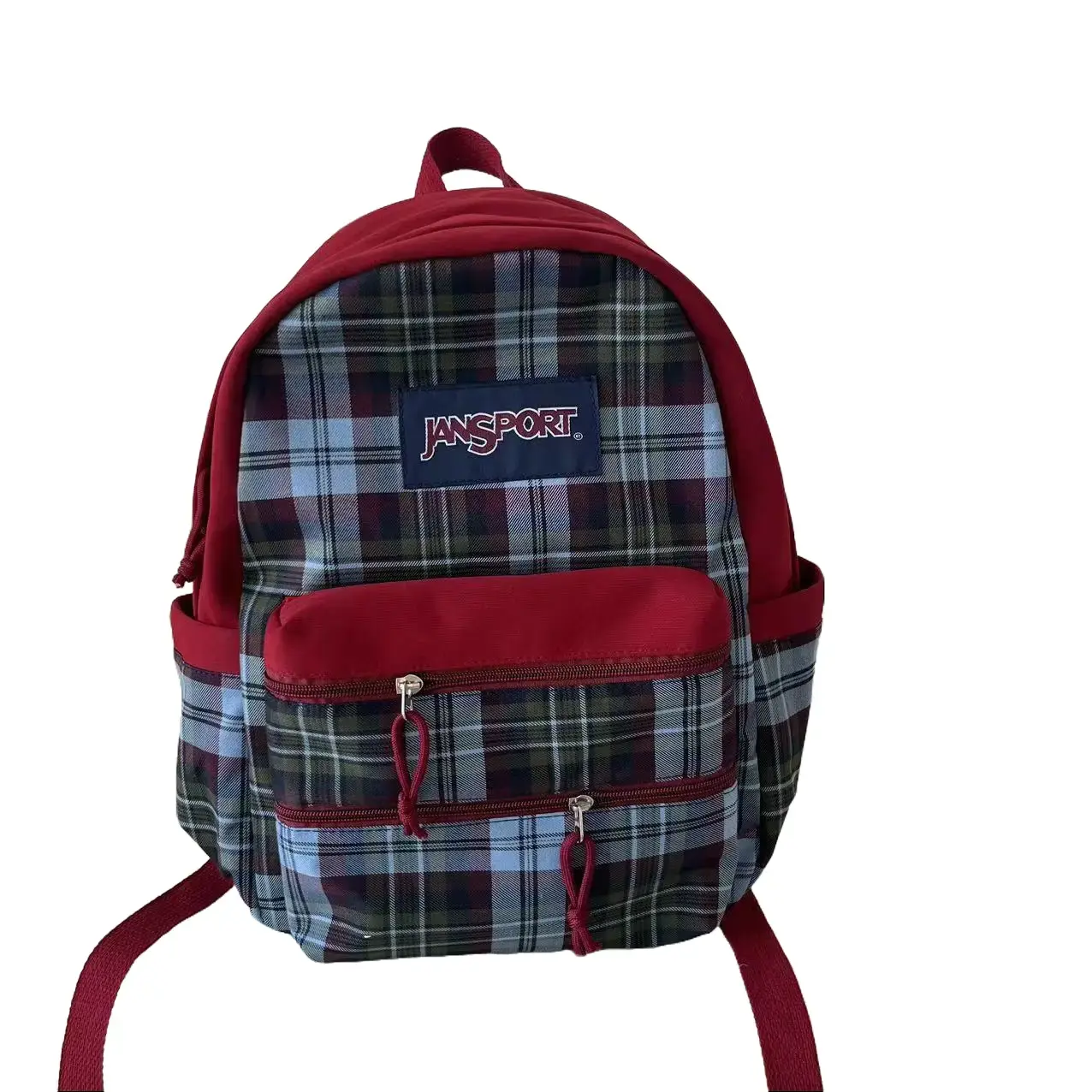 JanSport Cool Student Backpack — large college backpack with vintage suede bottom and letter patches, large capacity, casual school daypack for teens