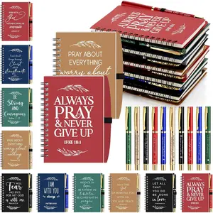 100 count/ 50 Set Christian Gifts Bulk Include Spiral Notebook and  Verse Ballpoint Pen Scripture Prayer Journal Religious Christmas Church Gifts for Women Sunday School Famil (Multicolor)