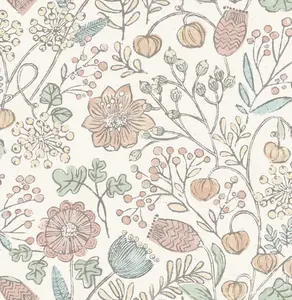 212 MAIN Pastel Southern Trail Floral Decorative Wallpaper - Blush Pink, Self Adhesive, Easy Install, Repositionable, Removable Wall Covering, Single Roll, 20.5x18ft Indoor Use