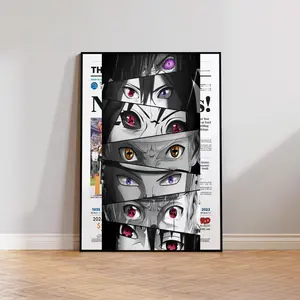 Naruto Poster Eyes Manga Art Anime Wall Print Minimalist Painting - Colorful Art by Naruto, Itachi, Kakashi Hatake Decor Photo