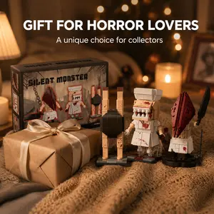 Horror Themed Building Block Set, 449 Pcs Spooky Monster Model Toy with 3 Display Figures, Collectible Room Decor Gift for Horror Fans