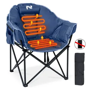 SLSY Oversized Heated Camping Chair Portable Patio Lounge Chairs with 3 Heat Levels, Folding Moon Saucer Chair for Outdoors & Camping【No Battery Included 】
