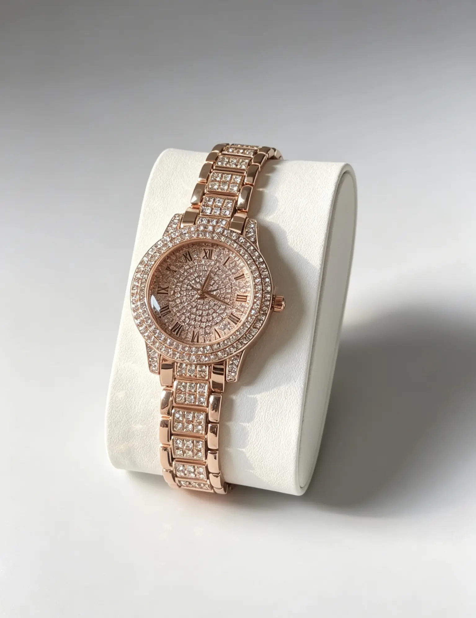 Women Luxury Crystal Watch Bracelet 2PcsSet Bling Rhinestone Quartz Wristwatch GiftFor Her