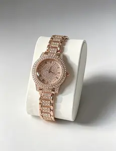 Women Luxury Crystal Watch Bracelet 2PcsSet Bling Rhinestone Quartz Wristwatch GiftFor Her