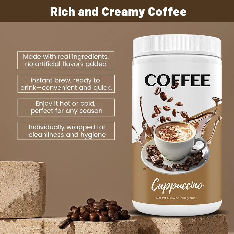 Coffee Cappuccino Flavor Beverage Creamy with L-Carnitine a Dietary Supplement Product