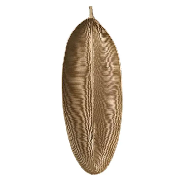 Handmade Wooden Leaf-Shape Gold Nordic Car Exterior Decoration Tray, Small Serving & Jewelry Organizer, Fruit Snack Dish