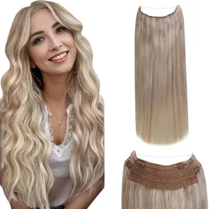 LaaVoo Wire Hair Extensions Real Human Hair Invisible Fish Line Hair Extensions TikTokShopBacktoSchool TikTokShopBlackFriday