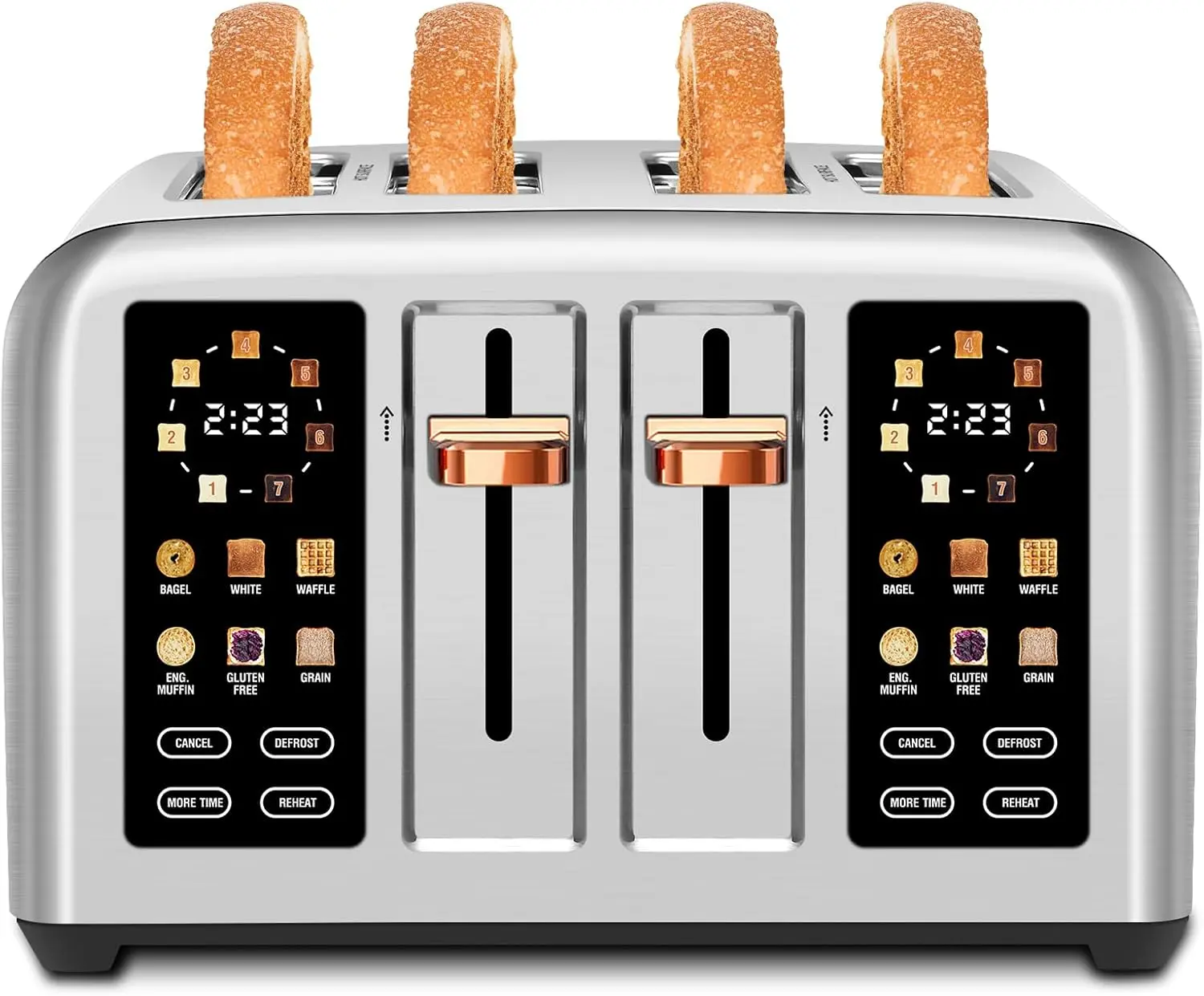 Toaster 4 Slice, Stainless Steel, Touch Screen for Dual Control, Digital Timer,  Toaster with 6 Bread Type, 7 Shade Setting, 1.5''Wide Slot, Removable Crumb Tray