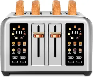 Toaster 4 Slice, Stainless Steel, Touch Screen for Dual Control, Digital Timer,  Toaster with 6 Bread Type, 7 Shade Setting, 1.5''Wide Slot, Removable Crumb Tray