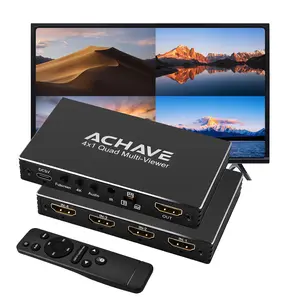 ACHAVE HDMI Multiviewer Switch 4x1 Seamless Switcher Quad Multi-Viewer HDMI Switcher 4 in 1 Out Supports 4K HD,1080p 60Hz,Upgrade 9 Display Modes with IR Remote for Security Camera and Gaming Consoles