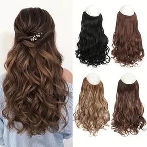 New 2025 Arrivals Long Curly  Synthetic Hair Extensions With Invisible Wire Fishing Line Hair Extensions Hairpieces Fake Hair For Women