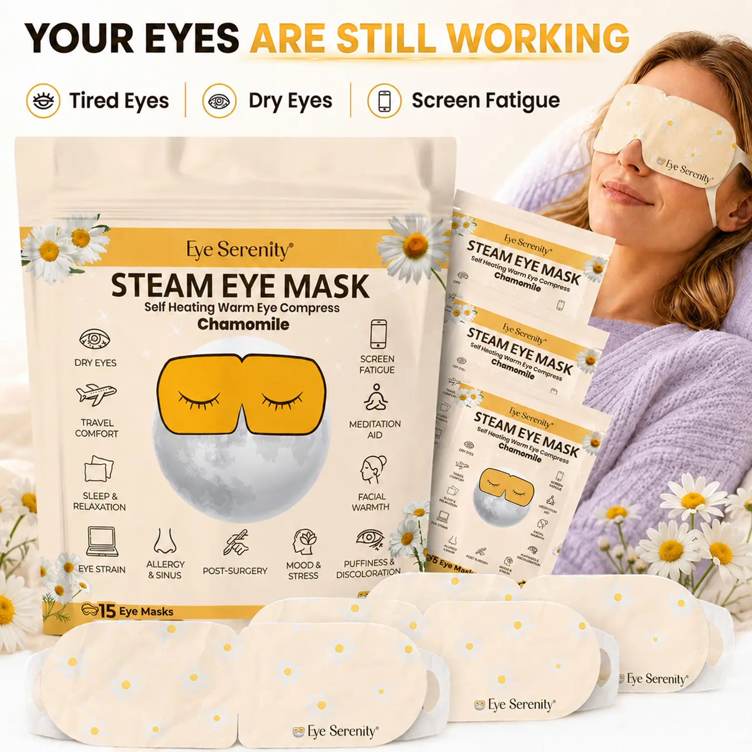Eye Serenity Steam Eye Mask for Relaxation – Chamomile