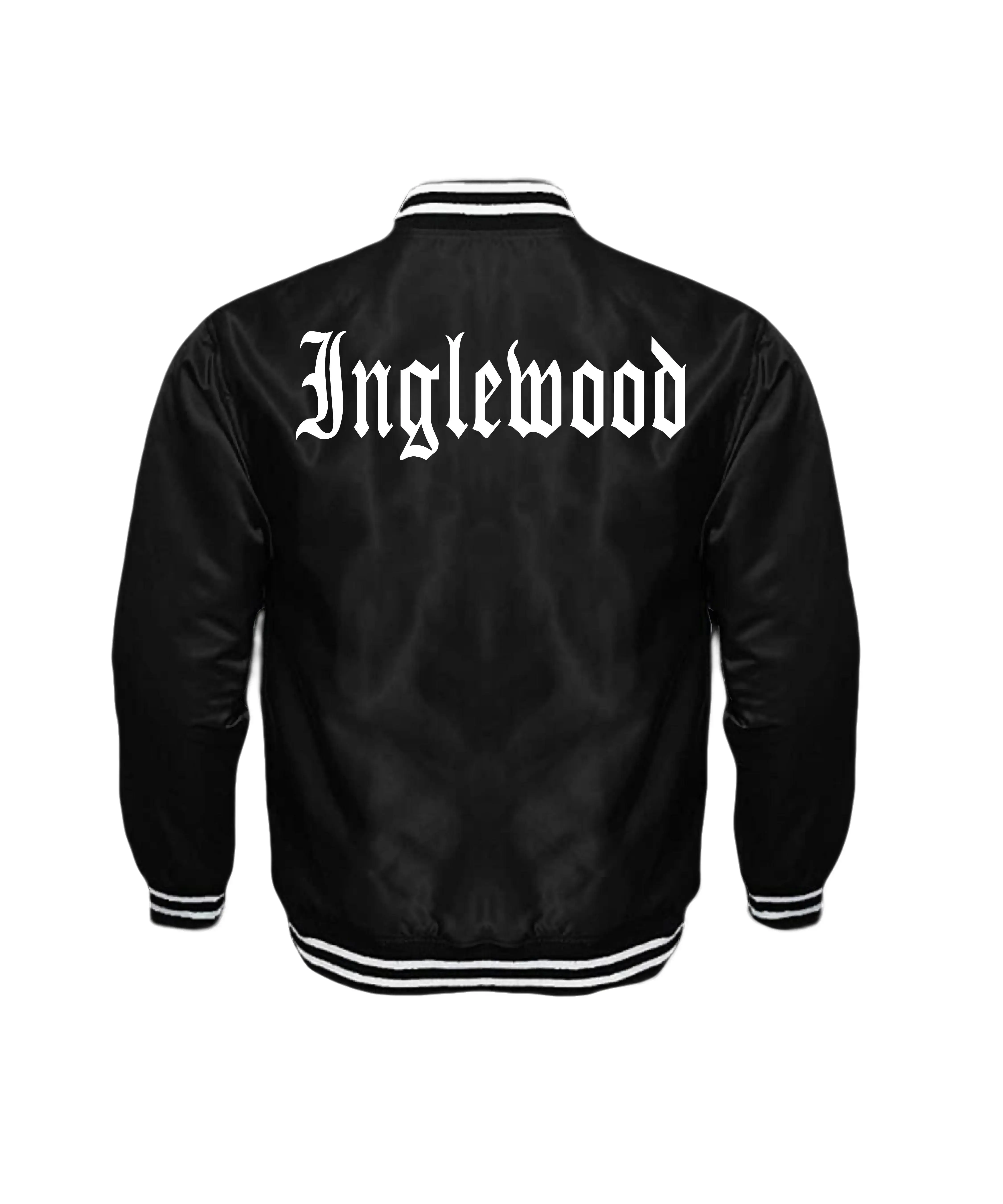 Inglewood Unisex Satin Baseball Jacket Striped Trim