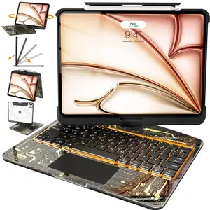 New 360° Rotating Transparent Keyboard, Compatible with Various iPad Models.
