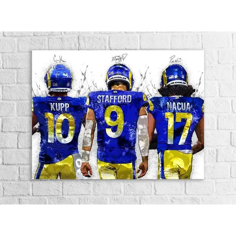 Matthew Stafford, Puka Nacua, Cooper Kupp, Los Angeles Rams, Poster Print Unframed Wrap or Museum-Quality Poster, Fine Art, Man Cave, Kids room, Office