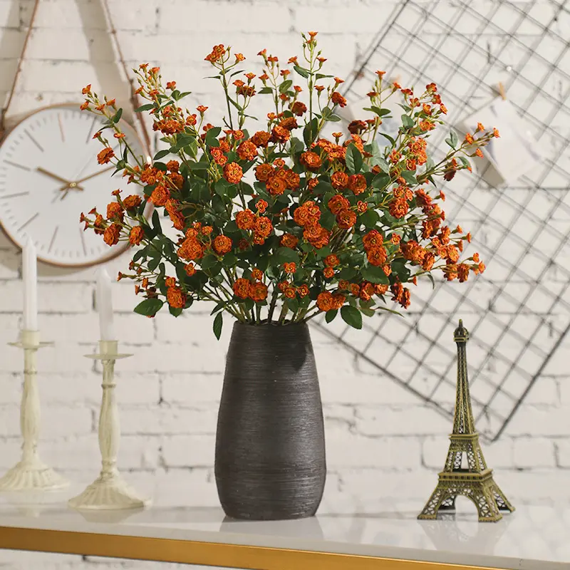 Artificial small rose flowers rose flowers cross-border multi-head artificial flowers artificial flower bouquet wedding decoration handheld fake flowers ornaments
