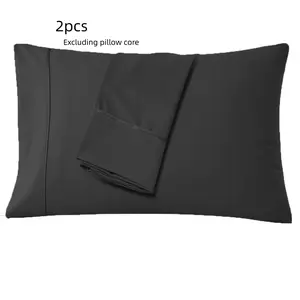 2pcs black Pillowcases, Plain Polyester  Pillow Covers for All Seasons, Soft, Cozy and Durable Bedding Accessories, Bedding Supplies
